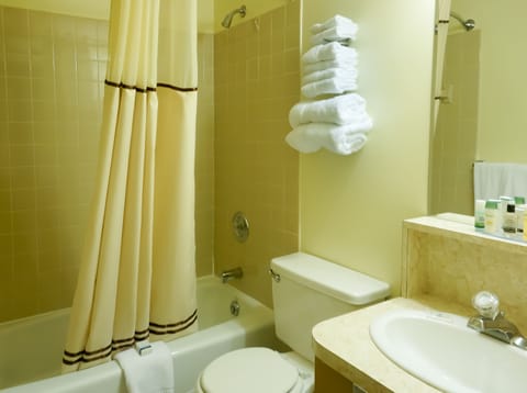Deluxe 1 King 1 Double Bed Room | Bathroom | Combined shower/tub, free toiletries, hair dryer, towels