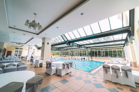 Indoor pool, sun loungers