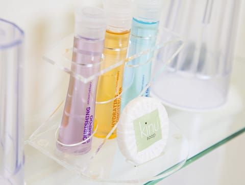 Free toiletries, hair dryer, towels, soap