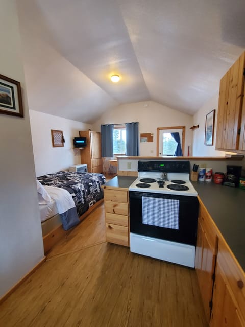 Cabin, 2 Queen Beds, Kitchen, Mountain View | Private kitchen | Full-size fridge, microwave, oven, stovetop