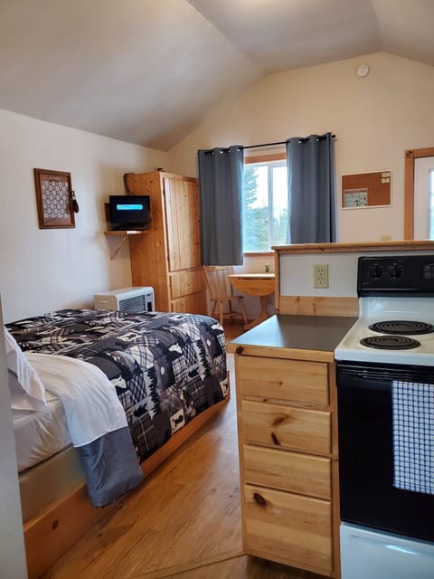 Cabin, 2 Queen Beds, Kitchen, Mountain View | Living area | Flat-screen TV