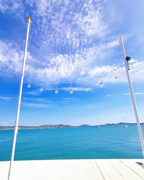 Private beach, sun loungers, beach umbrellas, beach towels