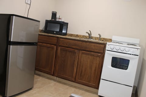 Fridge, microwave, coffee/tea maker