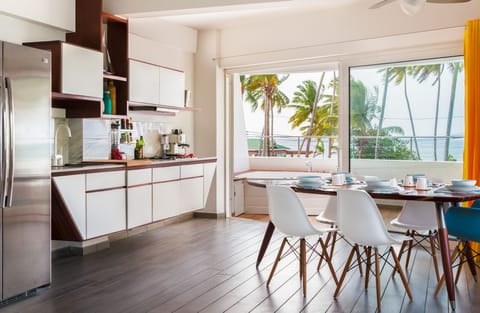 Apartment with Sea View - B | Private kitchen | Full-size fridge, microwave, coffee/tea maker, toaster