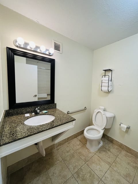 Room, 1 King Bed, Non Smoking | Bathroom | Combined shower/tub, hair dryer, towels