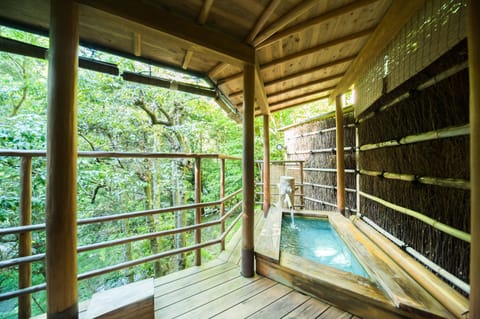 Annex Room with Open-air Bath "ASAGIRI" | Bathroom | Separate tub and shower, deep soaking tub, free toiletries, hair dryer