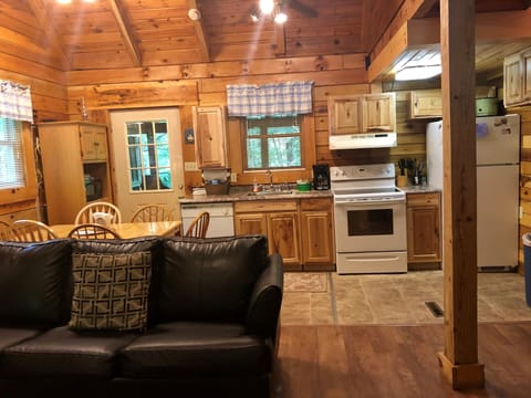 Cherokee Cabin, 3 Bedrooms, Hot Tub | Living area | Flat-screen TV, fireplace