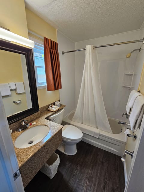 Standard Room, 1 Queen Bed | Bathroom | Combined shower/tub, free toiletries, hair dryer, towels