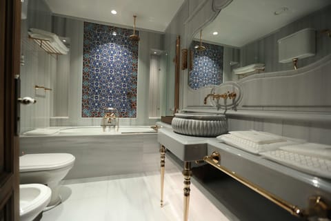 Deluxe French Vertical Greenery View | Bathroom | Designer toiletries, hair dryer, bathrobes, slippers