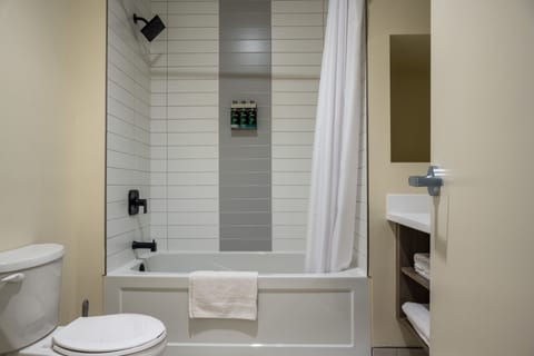 Room, 2 Queen Beds | Bathroom | Combined shower/tub, free toiletries, towels