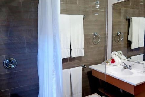 Family Quadruple Room, 1 Bedroom, Non Smoking, Garden View | Bathroom | Shower, hair dryer, towels