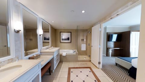 Premium Suite, 1 King Bed, City View | Bathroom | Separate tub and shower, free toiletries, hair dryer, bathrobes
