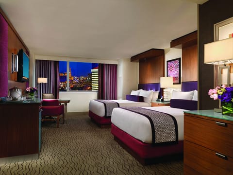Two Queen Strip View Room | Premium bedding, pillowtop beds, minibar, in-room safe