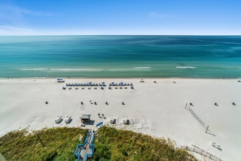 On the beach, white sand