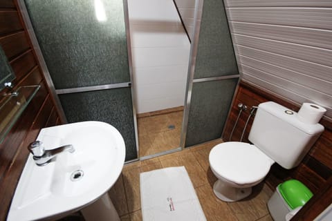 Chalet | Bathroom | Shower, free toiletries, hair dryer, towels