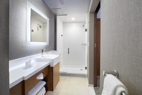 Suite, 1 King Bed with Sofa bed | Bathroom | Shower, hydromassage showerhead, free toiletries, hair dryer