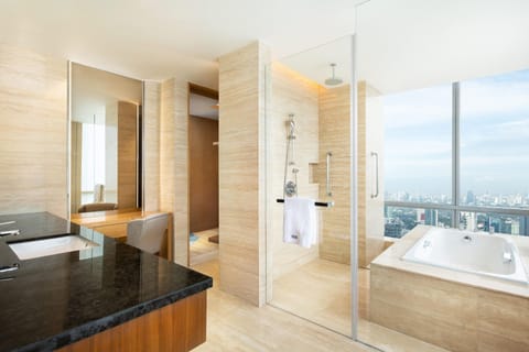 Club Room, 1 King Bed | Bathroom | Separate tub and shower, deep soaking tub, rainfall showerhead