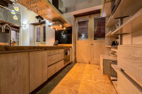 Apartment | Private kitchen | Full-size fridge, microwave, oven, stovetop