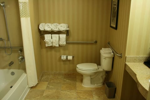 Room, 1 King Bed, Accessible, Non Smoking | Bathroom | Bathtub, hair dryer, towels