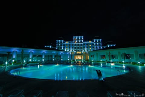 Indoor pool, outdoor pool, sun loungers