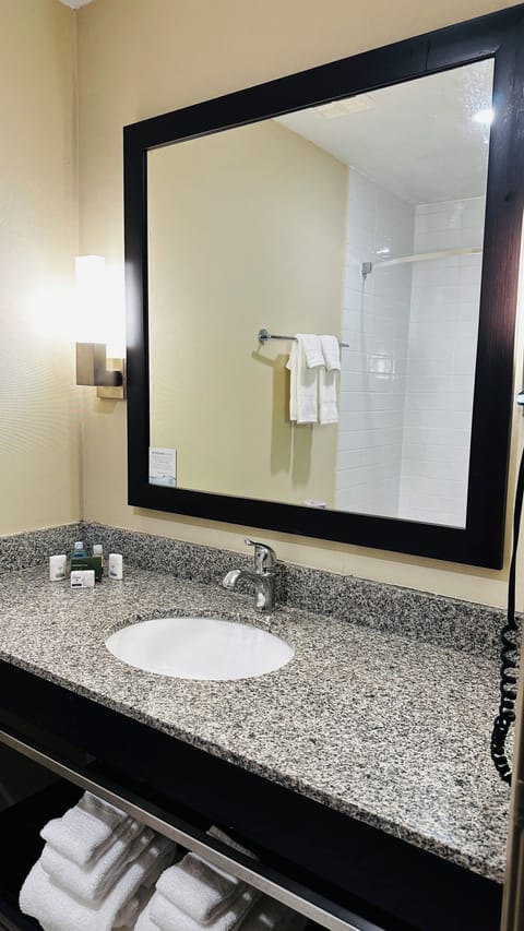 Superior Suite, 2 Queen Beds | Bathroom | Shower, free toiletries, hair dryer, towels