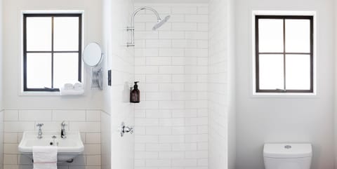 Premium Queen Studio with Lake View | Bathroom | Shower, eco-friendly toiletries, hair dryer, towels