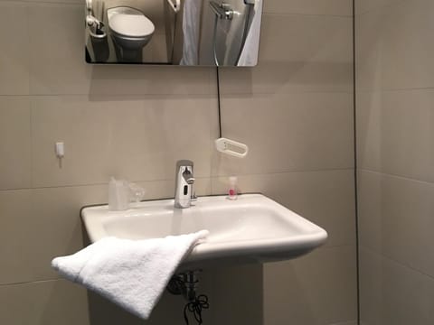 Single room barrier-free | Bathroom | Shower, free toiletries, towels