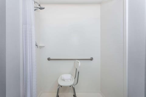 Combined shower/tub, eco-friendly toiletries, hair dryer, towels