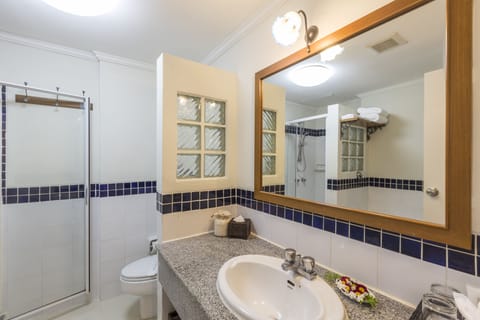 Suite (Studio) | Bathroom | Combined shower/tub, deep soaking tub, rainfall showerhead