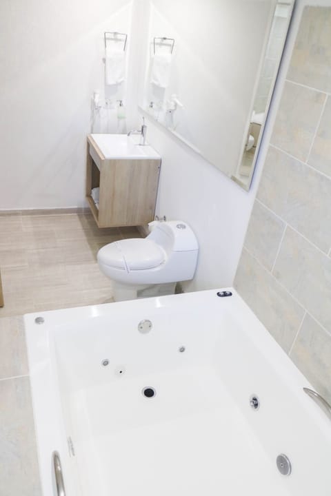 Deluxe Room, Jetted Tub | Bathroom | Free toiletries, hair dryer, towels