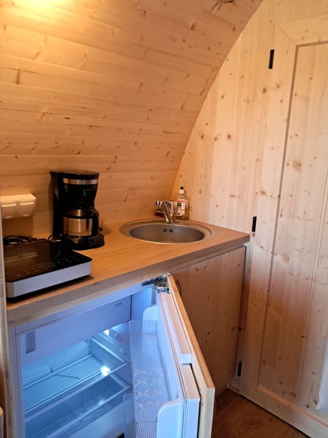 Standard Cabin | Private kitchen | Fridge, stovetop, coffee/tea maker, electric kettle