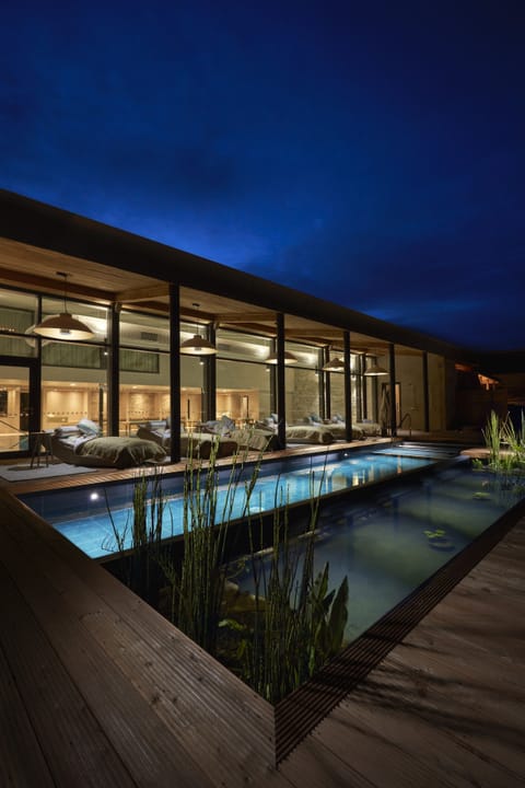 Indoor pool, outdoor pool, sun loungers