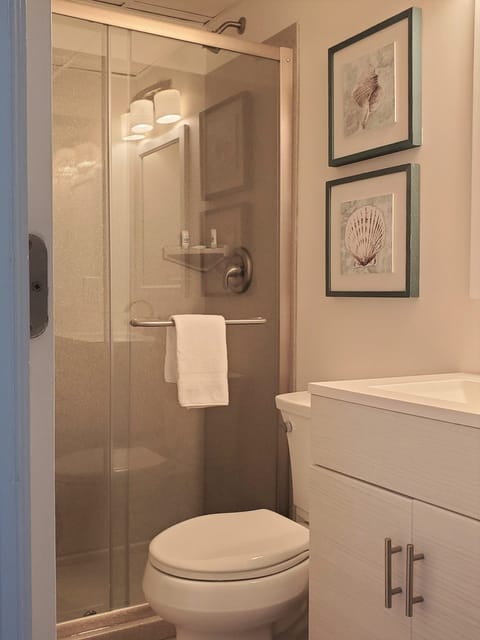 Classic Condo | Bathroom | Shower, free toiletries, hair dryer, towels