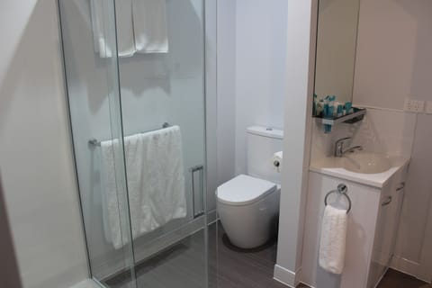 Deluxe Family Two Bedroom  | Bathroom | Shower, free toiletries, hair dryer, towels