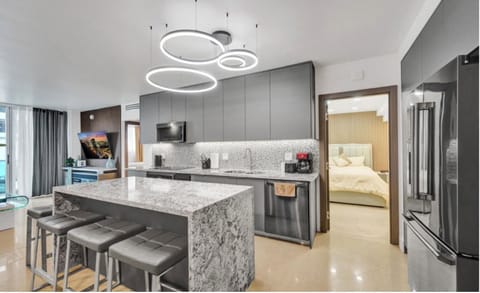 Luxury Apartment, 2 Bedrooms, Balcony, Ocean View | Private kitchen | Full-size fridge, microwave, oven, dishwasher