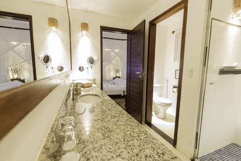 Suite Com Jardim Tropical | Bathroom | Shower, free toiletries, hair dryer, towels