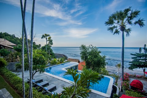 Outdoor pool, sun loungers