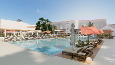 Indoor pool, seasonal outdoor pool, pool umbrellas, sun loungers