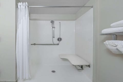 Standard Room, 1 King Bed, Accessible, Non Smoking | Bathroom | Combined shower/tub, towels