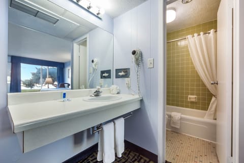 Room, 1 King Bed, Non Smoking | Bathroom | Combined shower/tub, free toiletries, hair dryer, towels