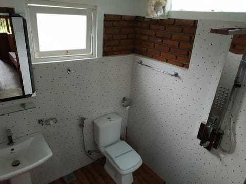 Deluxe Family Room | Bathroom | Shower, free toiletries, hair dryer, bathrobes