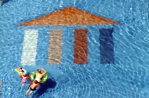 Indoor pool, outdoor pool, sun loungers