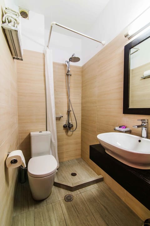 Deluxe Studio | Bathroom | Shower, hair dryer, towels