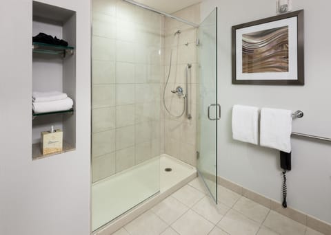 Combined shower/tub, deep soaking tub, rainfall showerhead