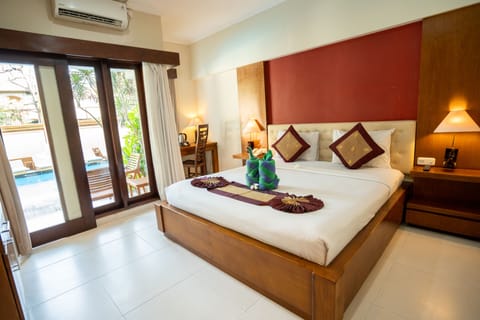Deluxe Double Room, Pool Access | Premium bedding, minibar, in-room safe, individually furnished