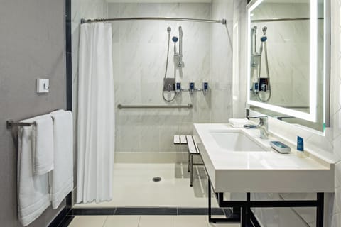 Room, 2 Double Beds | Bathroom | Shower, hair dryer, towels