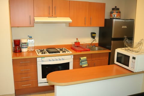 Superior Apartment | Private kitchen | Fridge, microwave, oven, stovetop