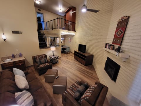 Superior Villa, 2 Bedrooms | Living area | Flat-screen TV, fireplace