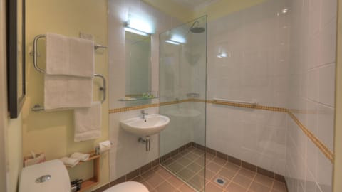 Double or Twin Room, Accessible, Garden View | Bathroom | Shower, rainfall showerhead, free toiletries, hair dryer