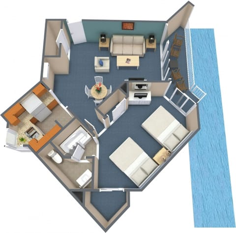 Oceanfront Deluxe One Bedroom Queen Condo | Floor plan